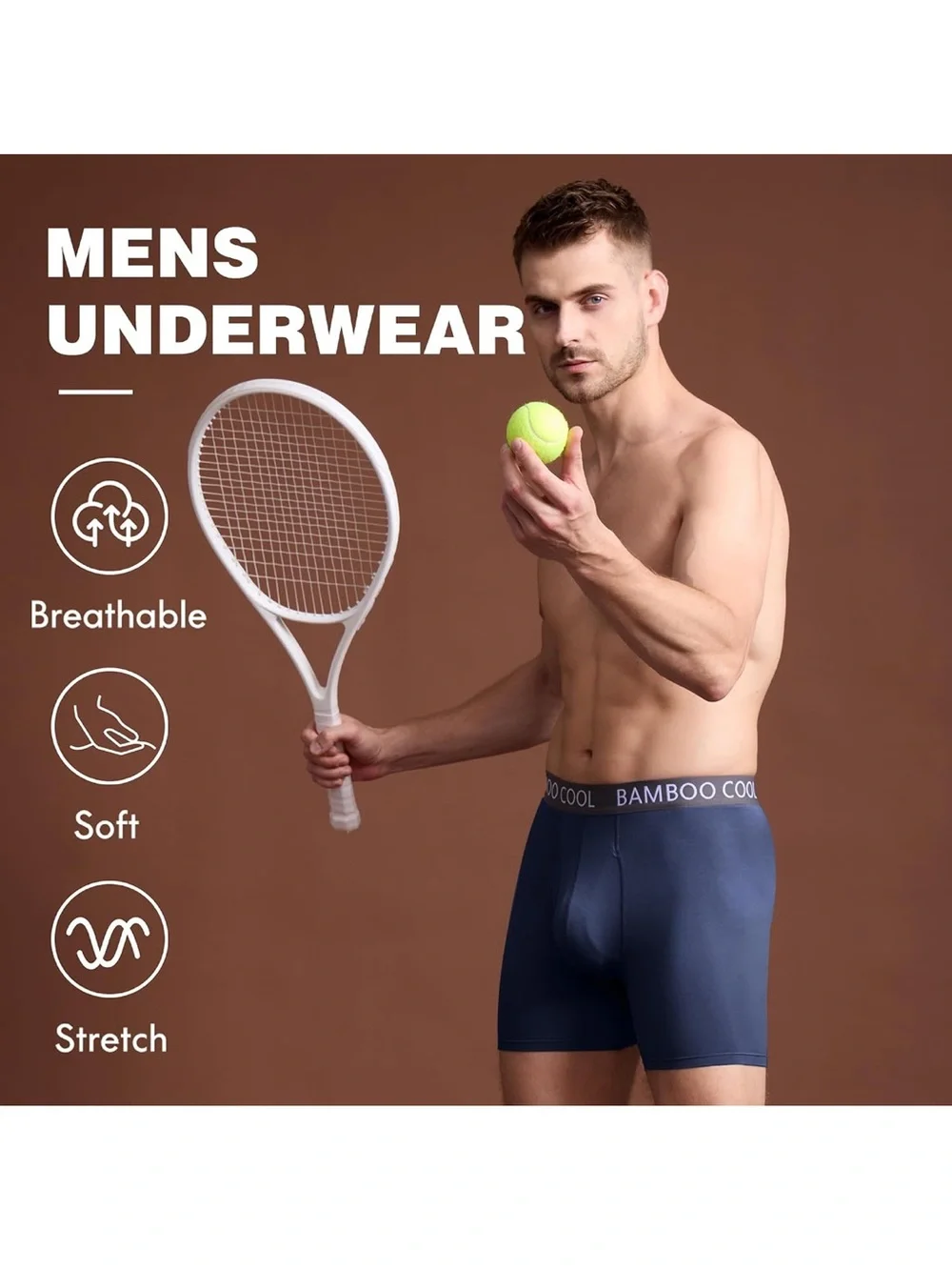 BAMBOO Cool Men's Boxer Underwear - Set of 6 Pair - NWT Large